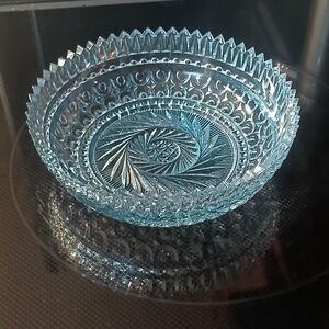 Ice Blue Glass Decorative Bowl